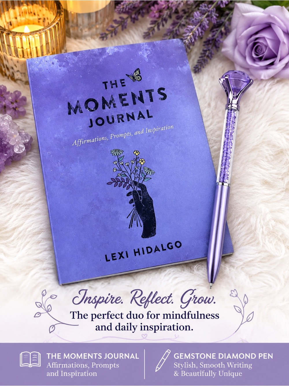 The Moments Journal: Affirmations, Prompts, and Inspiration & Purple Diamond Pen